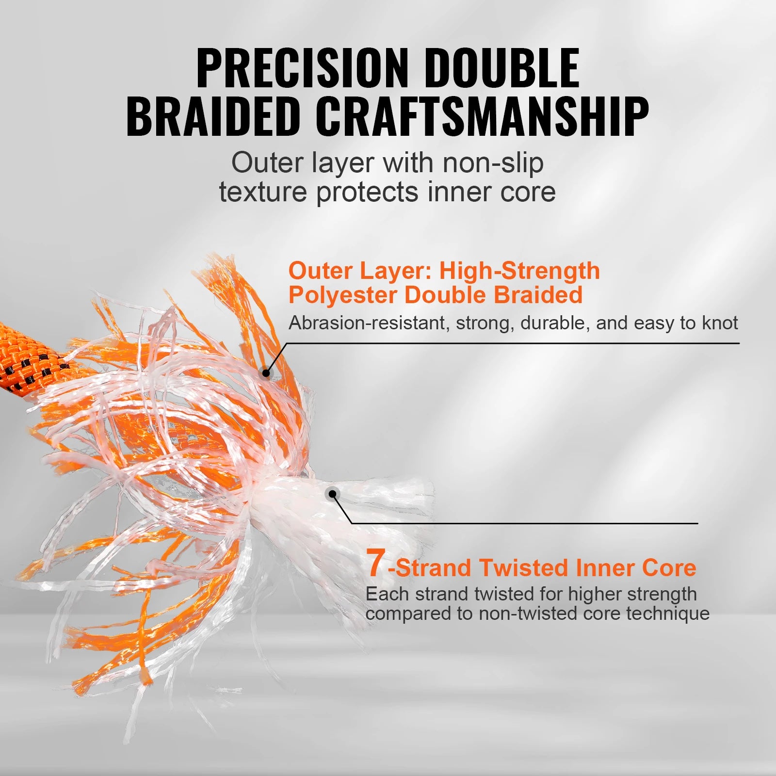 120ft Double Braided Polyester Rope 4000 lbs Strength Arborist Cord