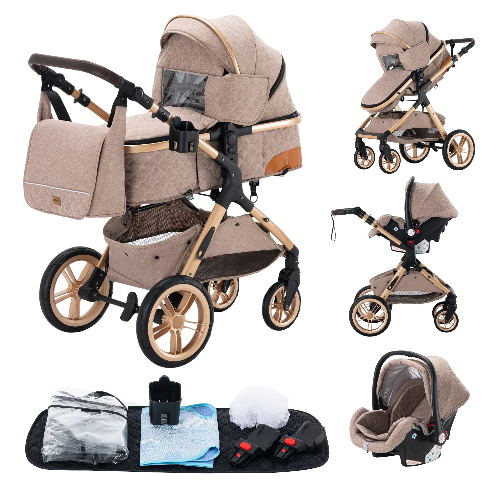 Luxury 3‑in‑1 Baby Stroller High‑Landscape Travel System