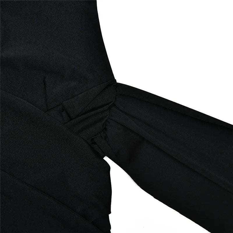 Mozision Turtleneck Sleeveless Sexy Mini Dress For Women Fashion Irregular Ruched Tank Dress Femme Elegant Club Party Dress 