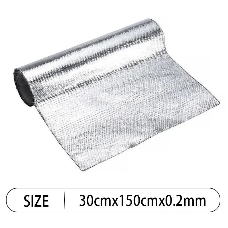 Car Heat Protection Foil Film High Temperature Resistant Fiberglass Aluminum Foil Tape Cloth Self-adhesive Heat Insulation Mat