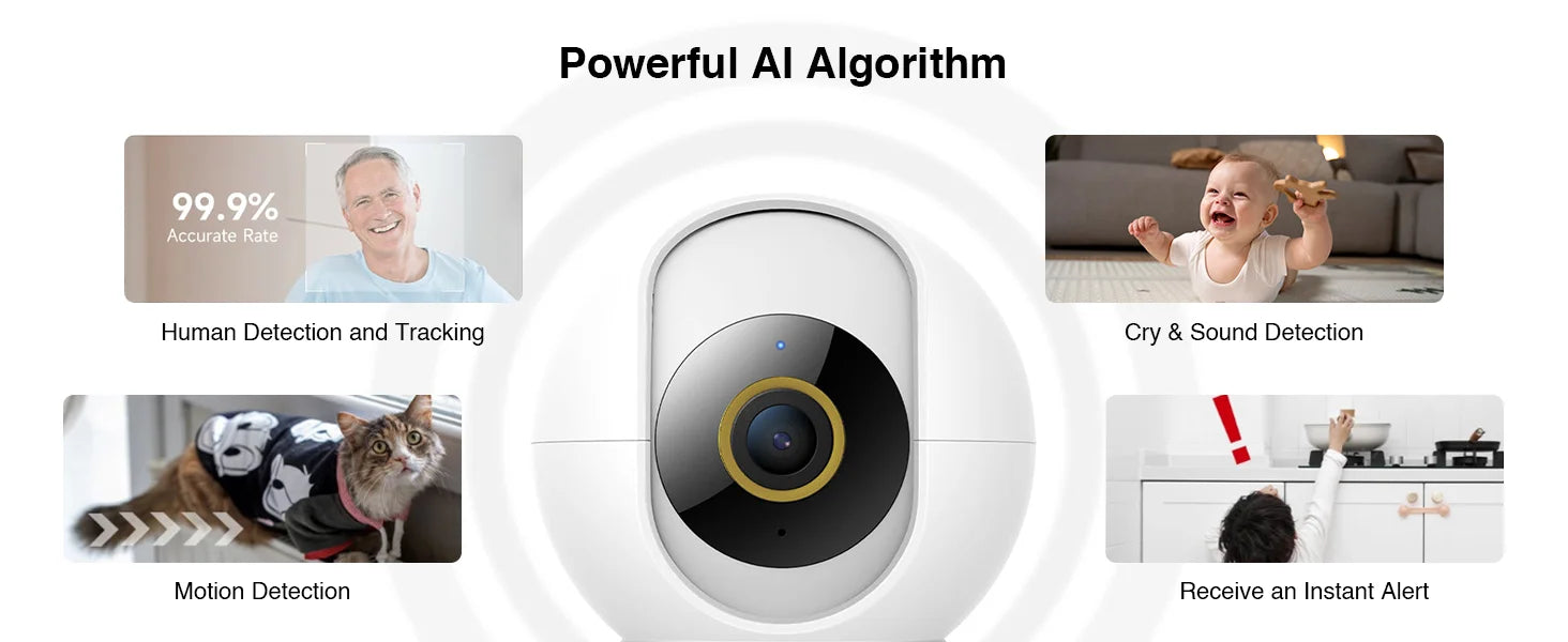 Caméra de surveillance bébé intérieure IMILAB 3K avec suivi à 360° et audio