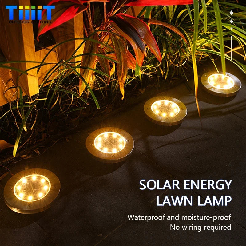 Solar Disc Garden Light, IP65, Dusk-to-Dawn, 4–20 LEDs