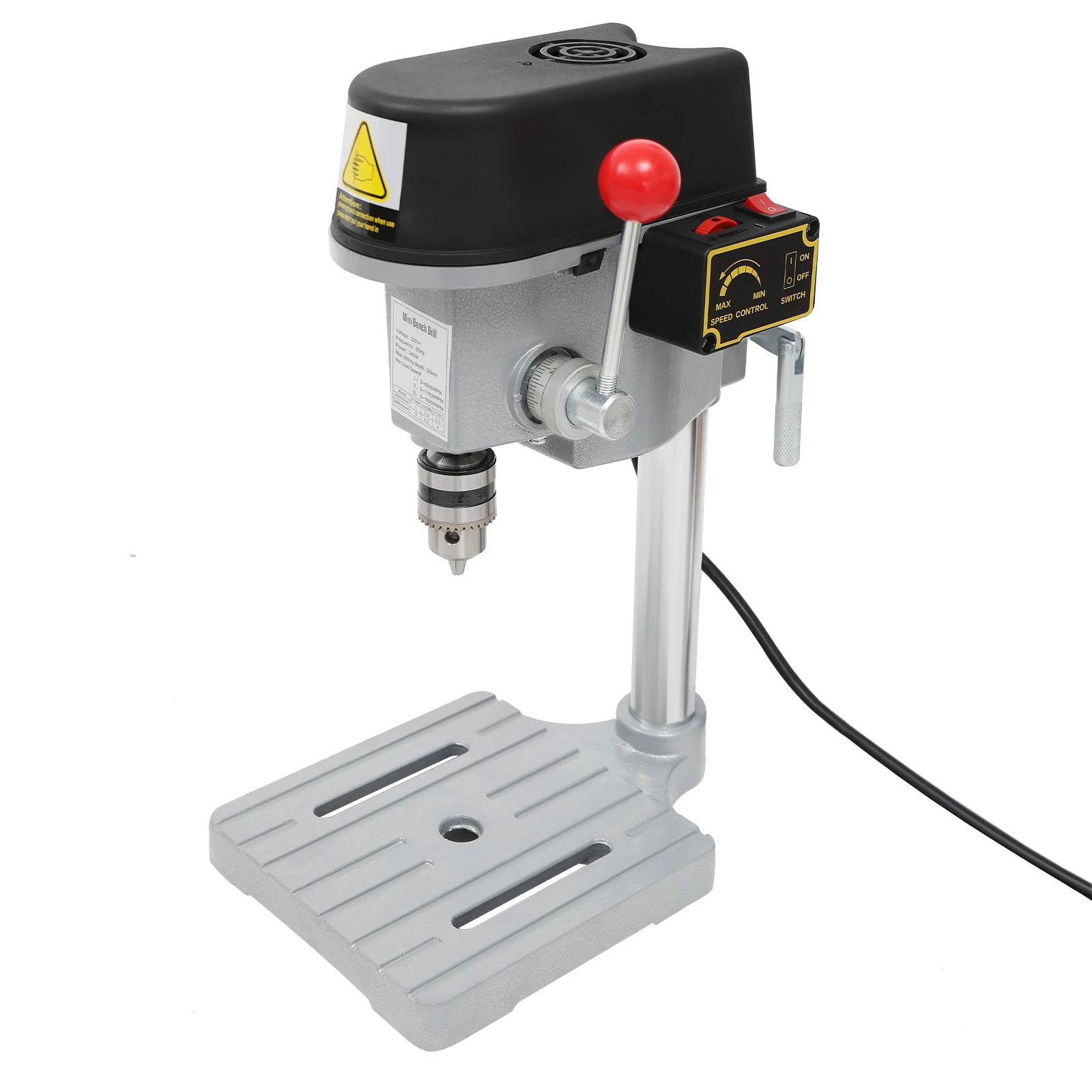 Mini Benchtop Drill Press 340W with Cast Iron Base Full Copper Wire Motor 3 Speed Adjustable 