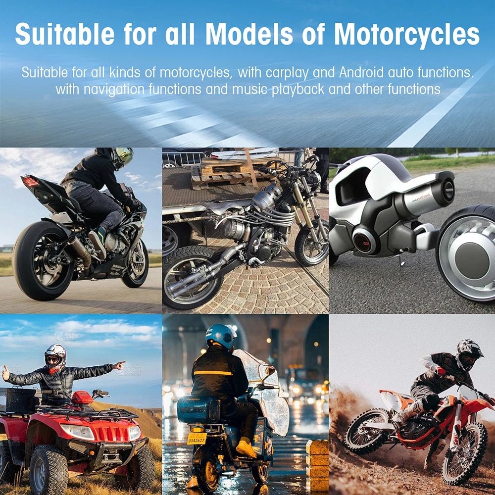 5 Inch Motorcycle Portable GPS Navigation Display with Wireless CarPlay and Android Auto