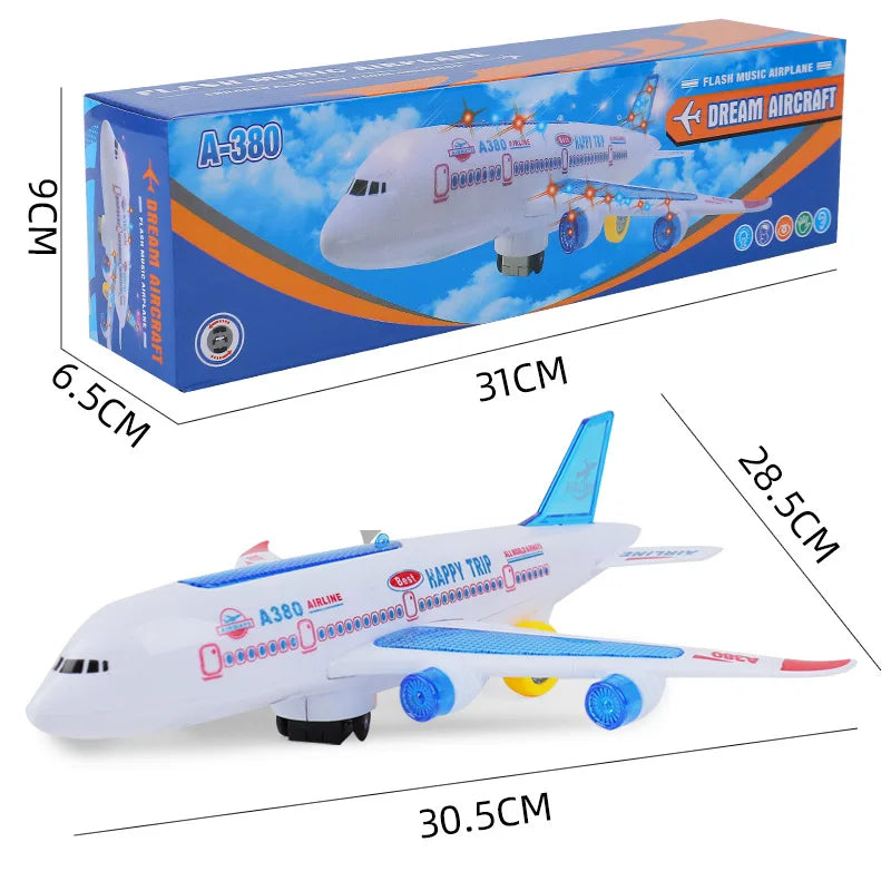 Electronic Aeroplane Toy with Music Autopilot Flash Sound Aircraft Automatic Rotation Plane Educational Toy Gift For Children 