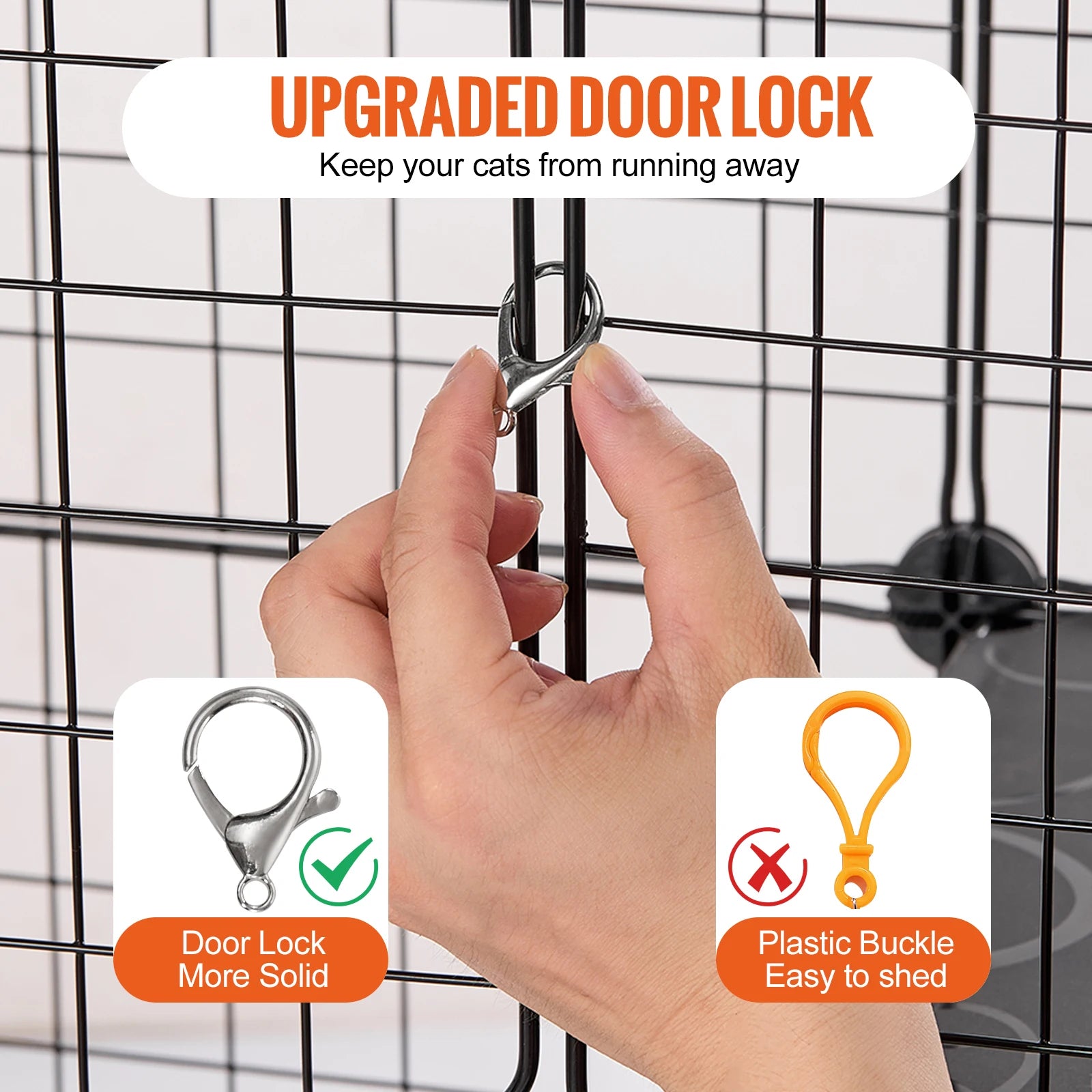 Gaiola grande para gatos SucceBuy, gaiola de metal com separação, jaula de arame com portas frontais, rede para gatos, rampa, escadas, casinha, espaço para exercício para gato