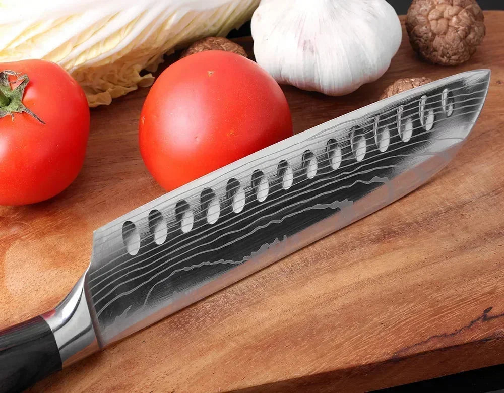 Professional Damascus Kitchen Knives Japanese Santoku Cleaver Slicing Knife Stainless Steel Boning Knife Butcher Cleaver Knife 