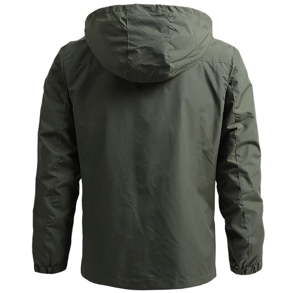 Windbreaker Men Tactical Jacket Waterproof Outdoor Hooded Coat Sports Military European Size S-5XL Field Climbing Thin Outwear 