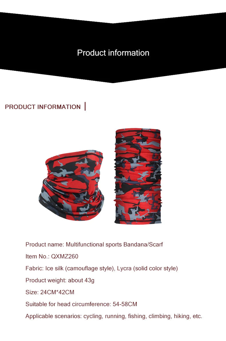 Outdoor Sport Bandana Military Tube Scarf Fishing Cycling Tactical Hiking Face Cover Neck Gaiter Half Mask Headband Men Women