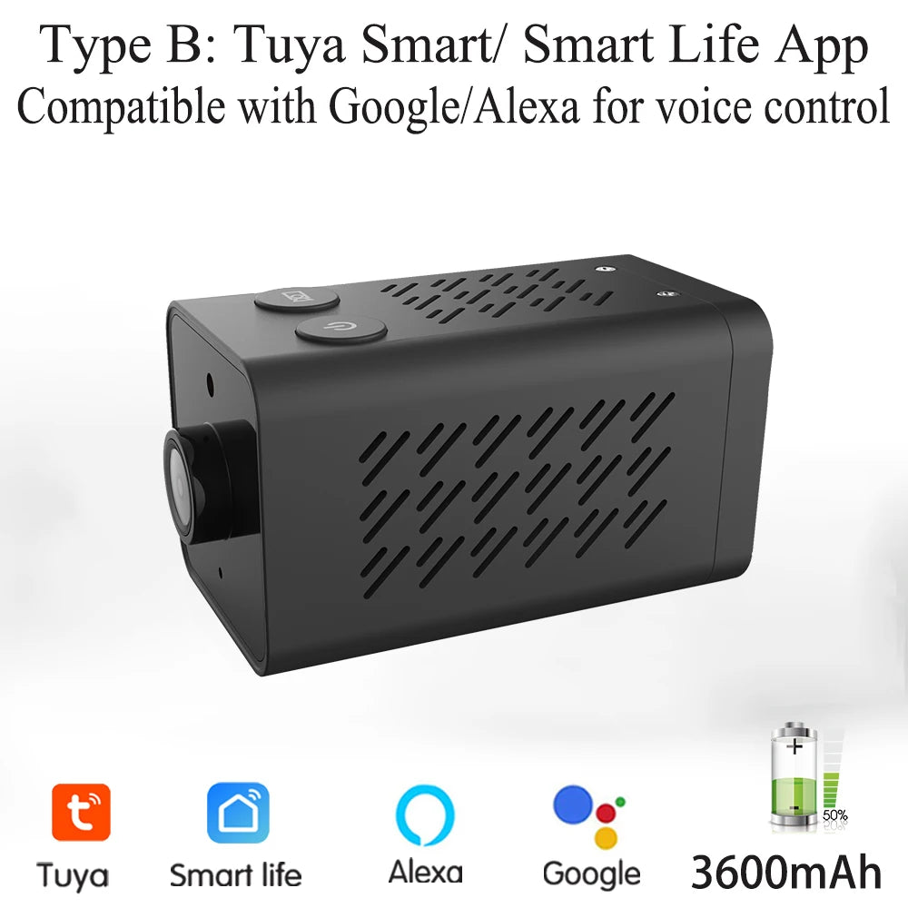 Smart Life Mini WIFI Battery IP Camera Tuya Small Body Nanny Monitor Wireless 1080P Home Google Alexa Video Security Protection