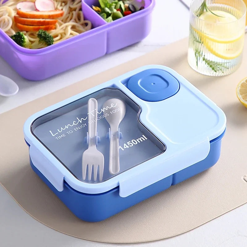 Caixa de almoço bento portátil com garfo e colher