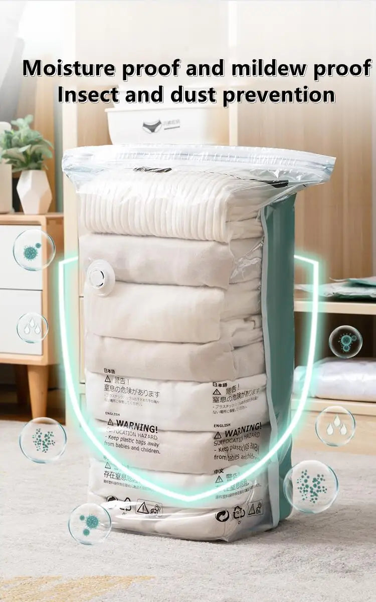 No Need Pump Vacuum Bags Large Plastic Storage Bags for Storing Clothes blankets Compression Empty Bag Covers Travel Accessories 