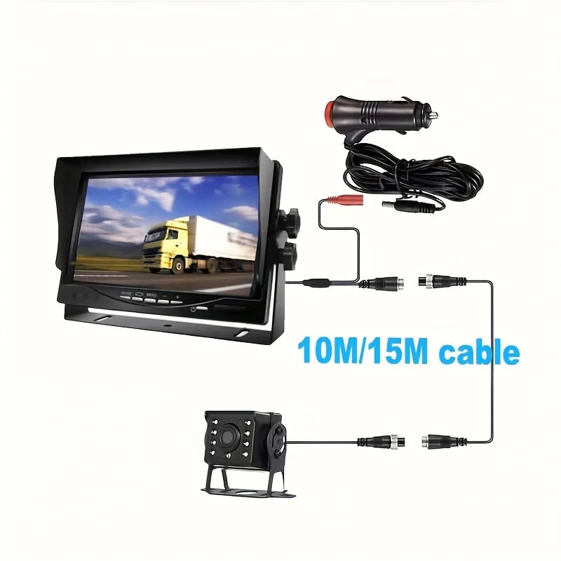 Universal Rearview Camera System for Trucks,  Night Vision Reversing Camera And a 7-Inch Monitor for Parking Assistance
