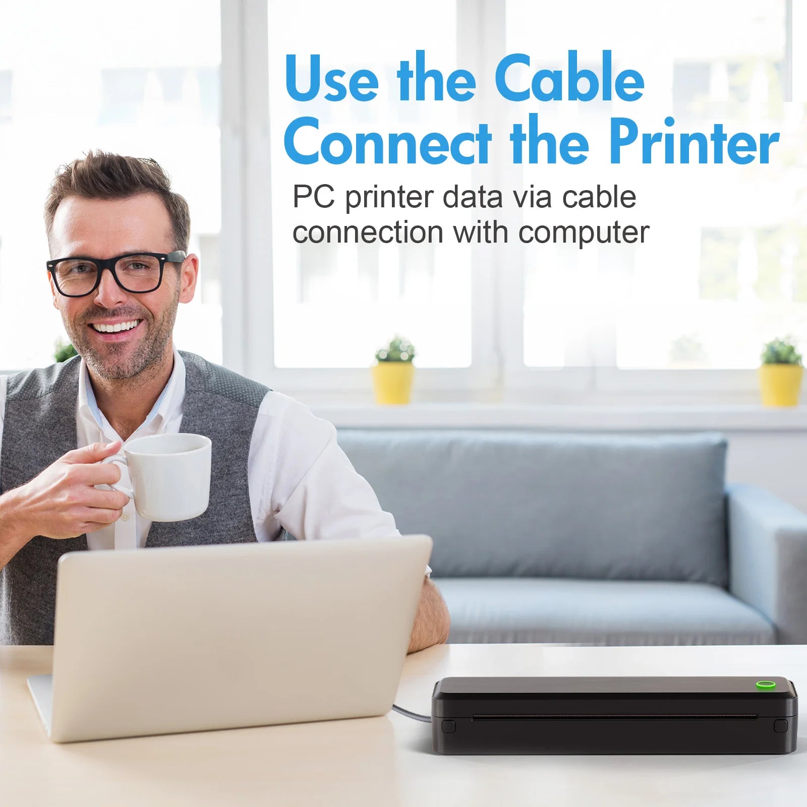 Wireless Inkless Thermal A4 Printer for Travel, Office, School