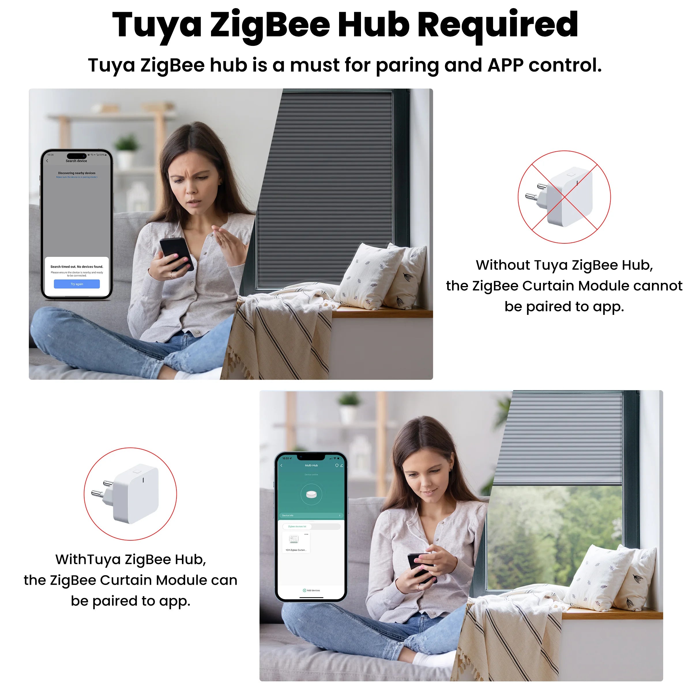 GIRIER Tuya Smart ZigBee/Wi-Fi RF433 Curtain Switch Module for Electric Roller Shutter Blind Motor 1/2CH Works Alexa Hey Google 