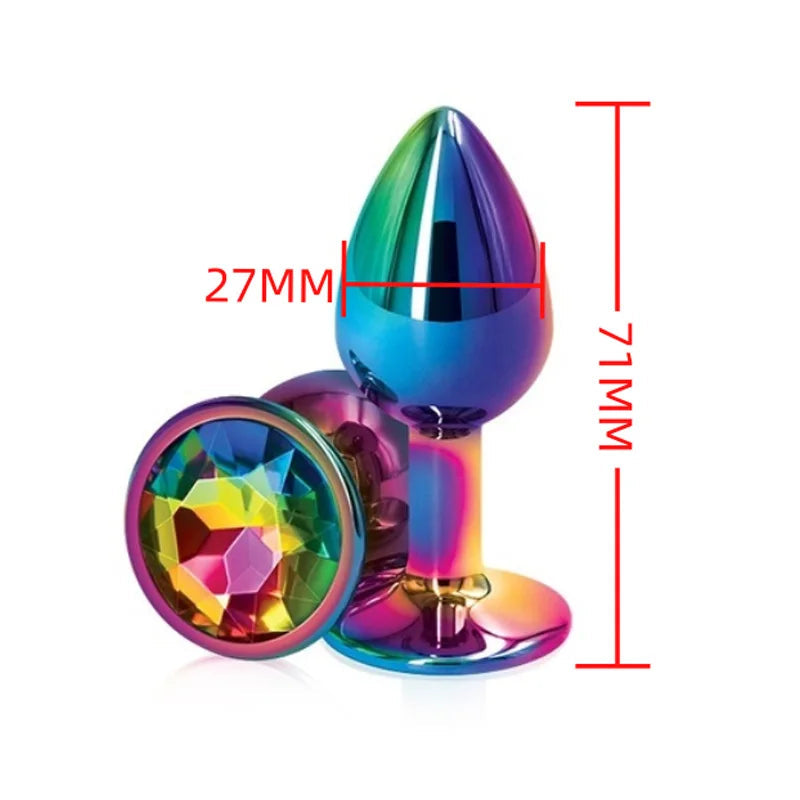 Small Size Metal Anal Beads Butt Plug Mini Rainbow Rose gold Butt Plug Crystal Jewelry Trainer Anal Dildo Masturbation Sex Toy 