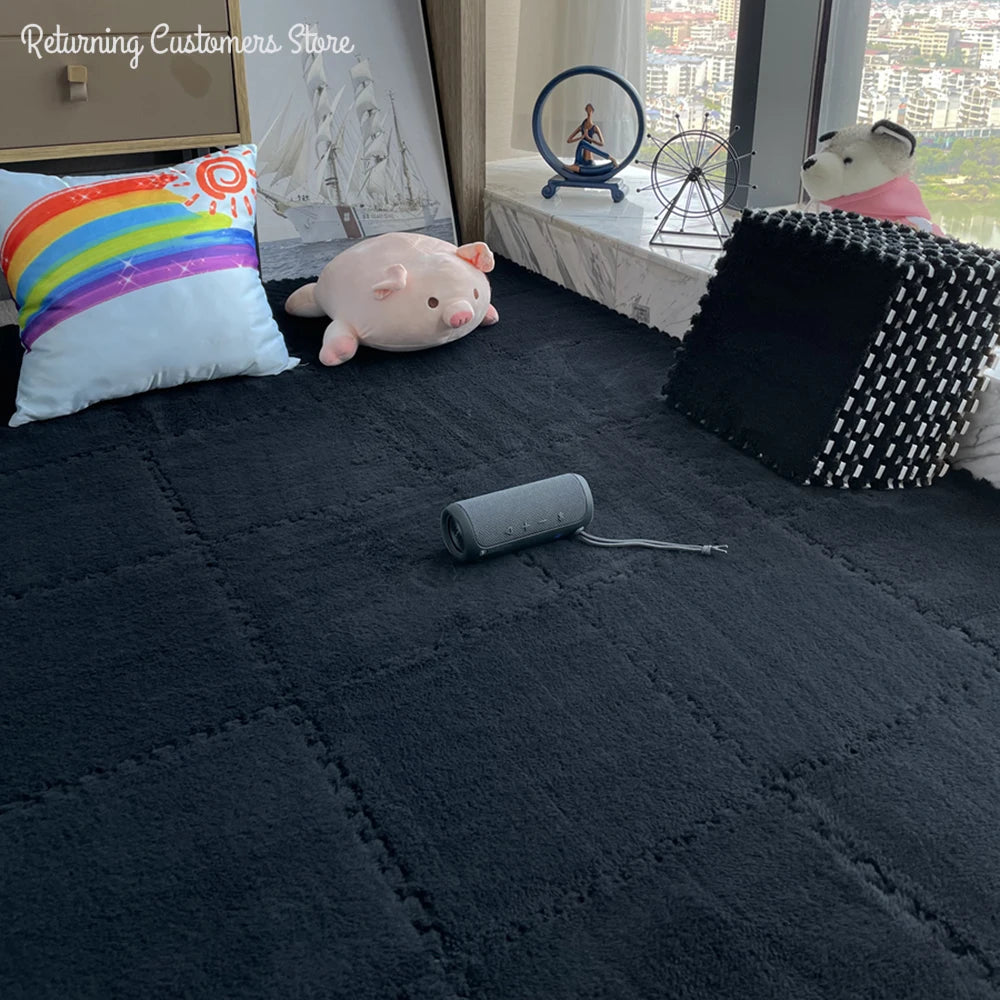 30*30CM Soft Plush Children Kids Rug Play Mat Puzzle Carpet Warm Playmat Interlocking Exercise Tiles Floor Carpet Decoration Mat 