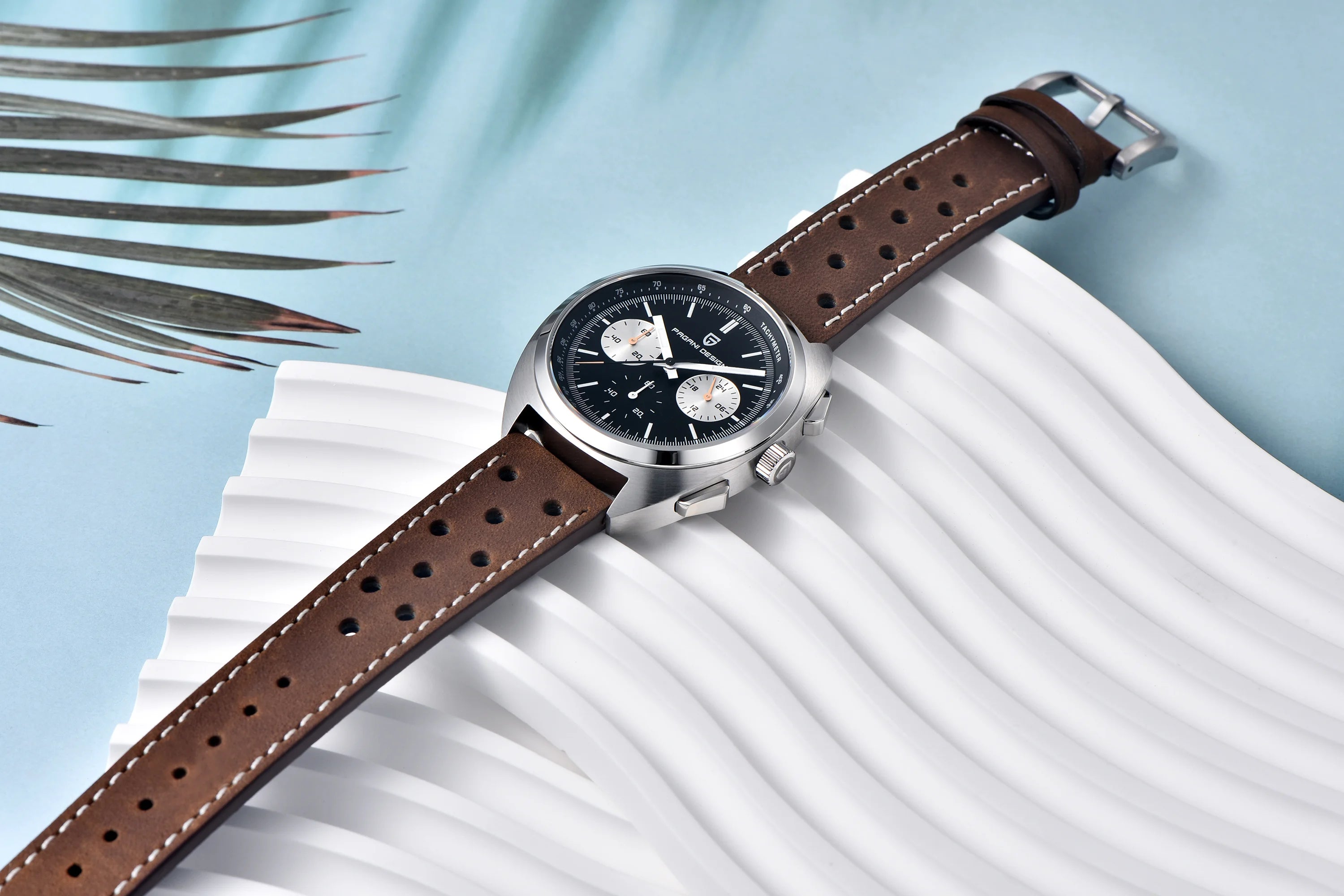 Pagani Design Panda Dial Chronograph Watch Sapphire Steel 10Bar