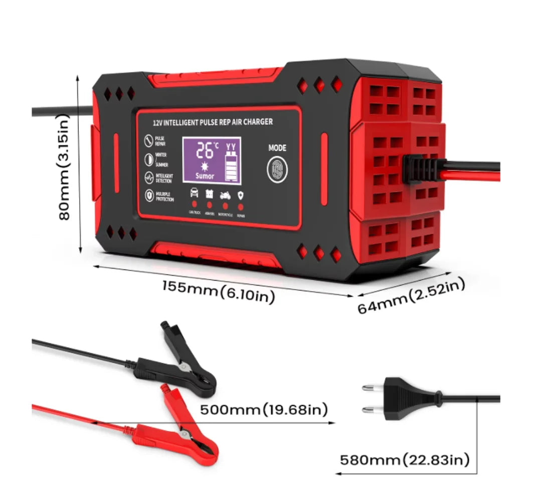12V 6A Lead-Acid Battery Charger with LCD, EU Plug
