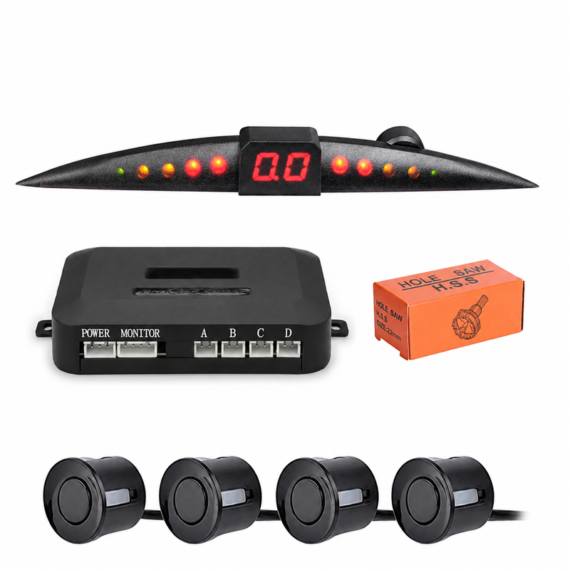 QP1008 12V Parking Sensor Kit, LED Display & Four 22 mm Sensors