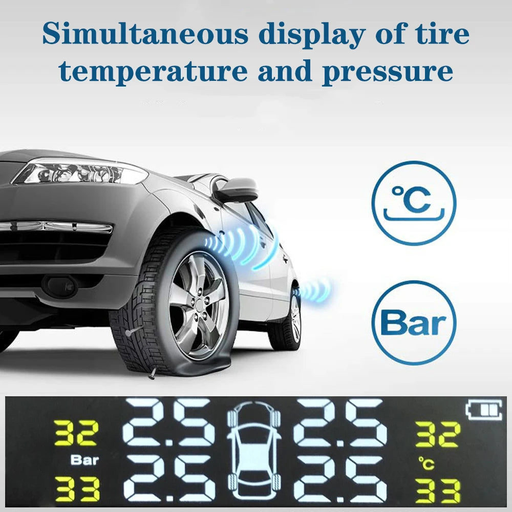Solar TPMS Tire Pressure Monitoring System with External Sensors
