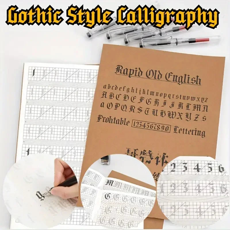 Übungsheft für englische und gotische Kalligrafie, wunderschöne englische Schrift, Englisch-Lernheft, Libros Livros
