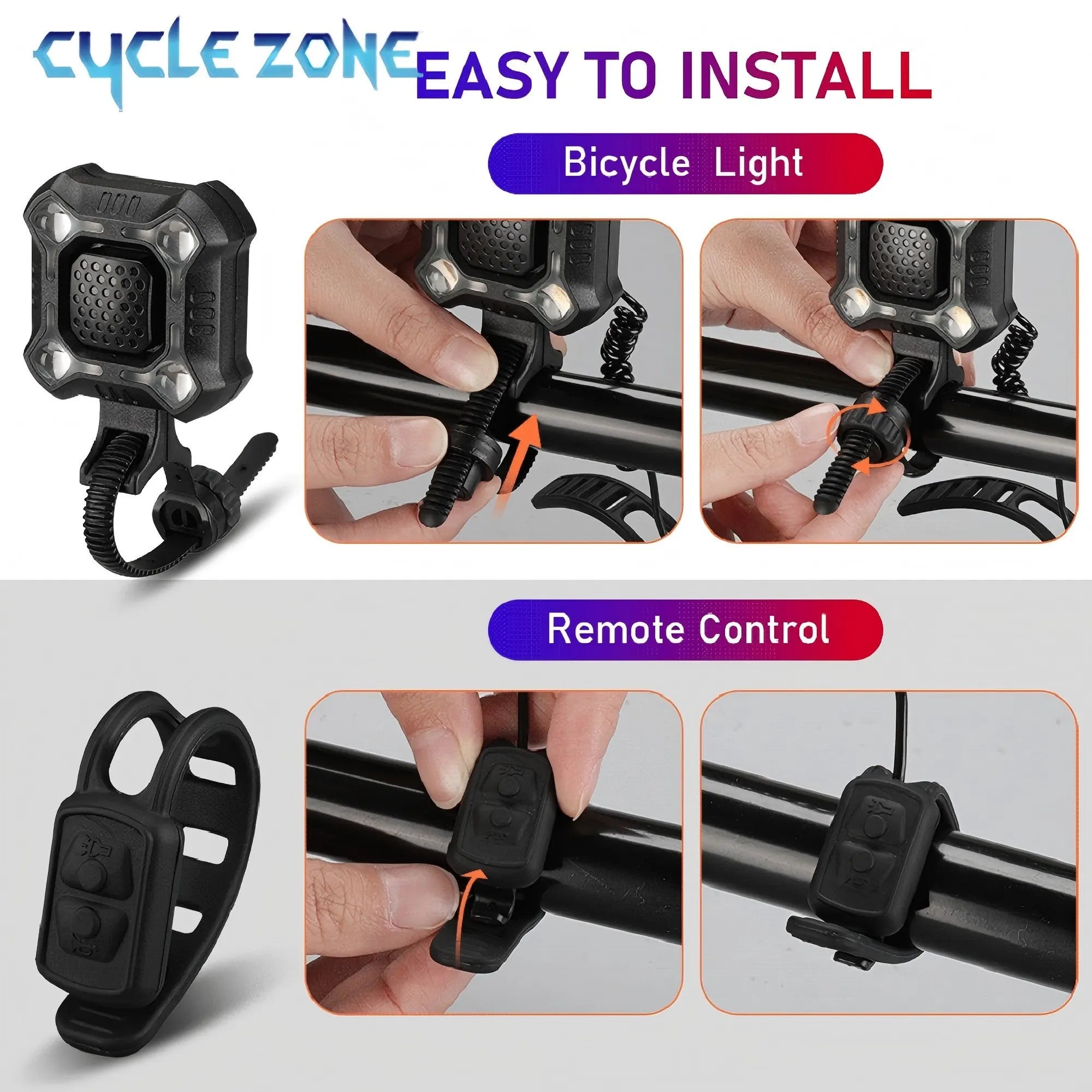 Bicycle Light Electronic Bell MTB Bike Horn TYPE-C Rechargeable Cycling Warning Lamp Cycling Headlight for Night Safety Riding 