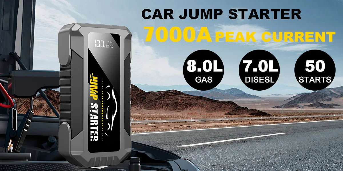 Car Jump Starter 7000A 29800mAh Battery Pack for 12V Cars