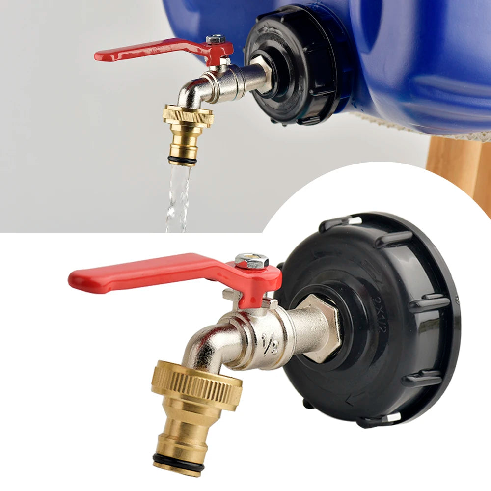 IBC Tank Tap Adapter S60*6 Coarse Thread to Brass/Alloy 16mm Quick Connect Replacement Valve Garden Home Valve Fitting Faucet 