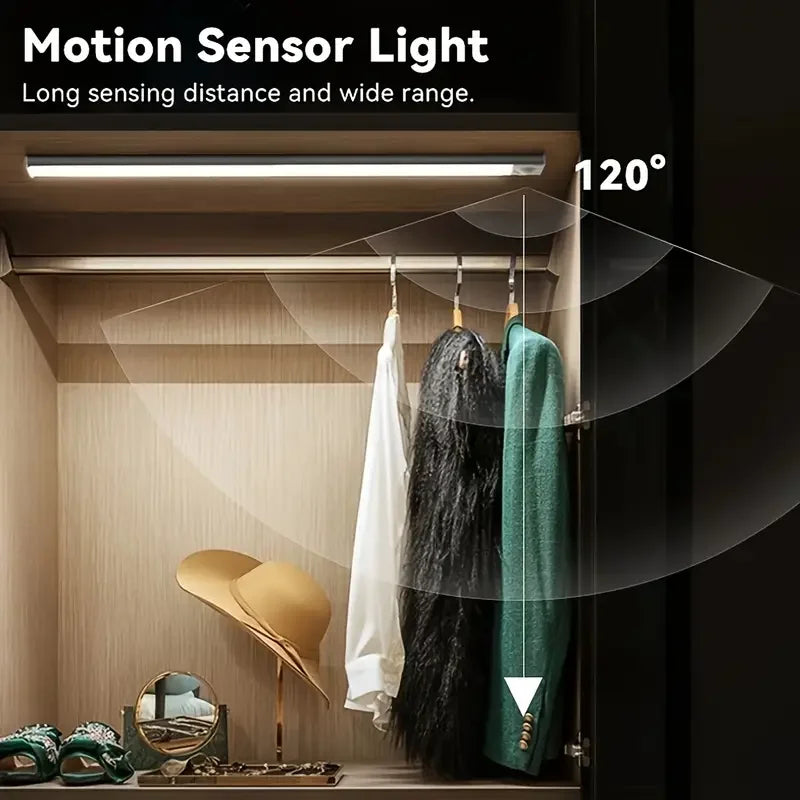 LED Motion Sensor Cabinet Light, Rechargeable Magnetic Strip