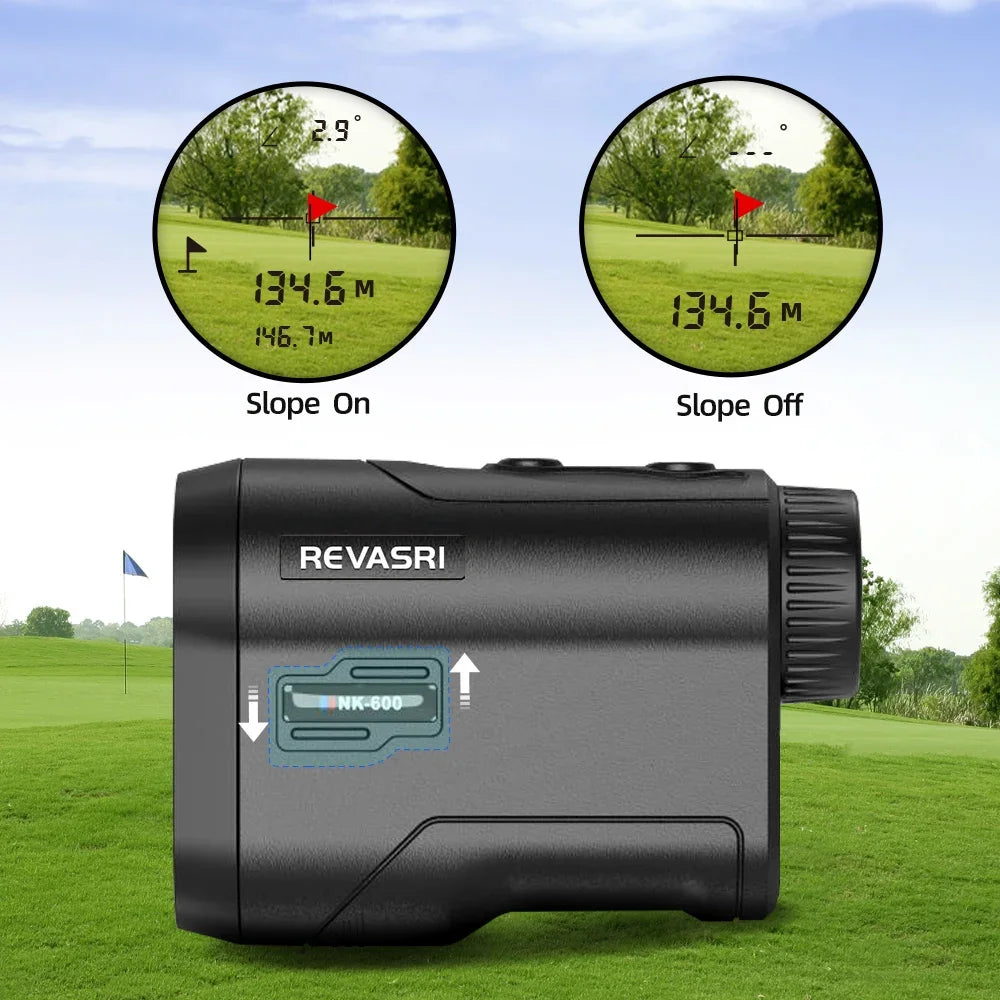 REVASRI 600M/Yard Golf Laser Rangefinder with Slope Compensation Flagpole Lock Vibration USB-C Rechargeable for Golfing 