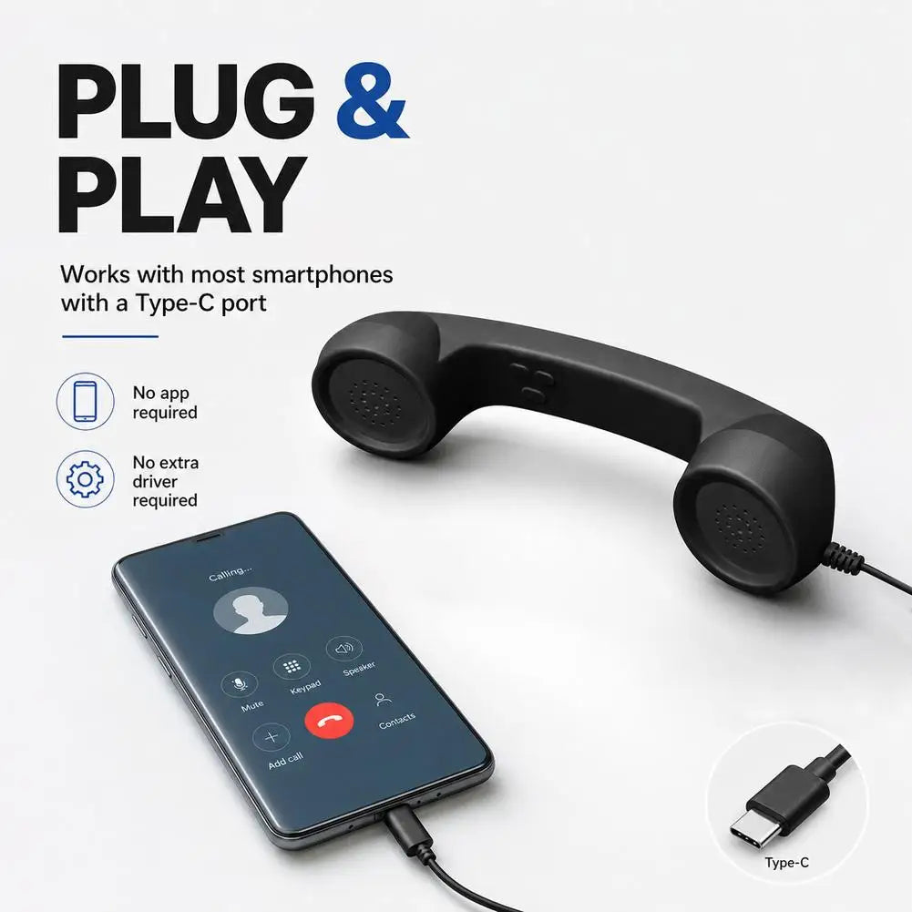 Auricular telefónico con micrófono y conector Type-C