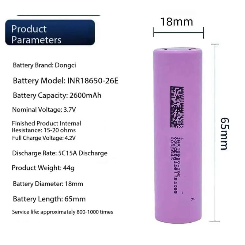 18650 2600mAh Li-Ion Cells - Pack Options