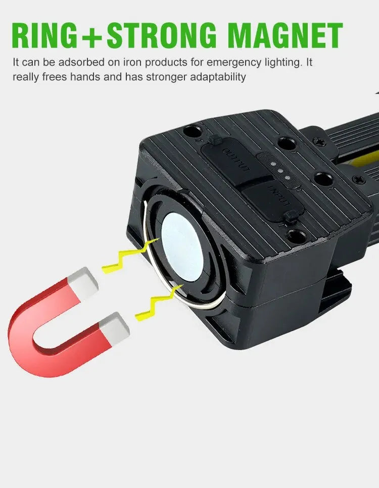 Strong Flashlightoutdoor Multifunctional Camping Lightingflashlight Auto Repair Work Lightfolding COB Light 