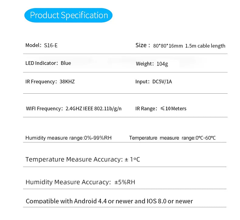 Tuya WiFi senzor temperature in vlage