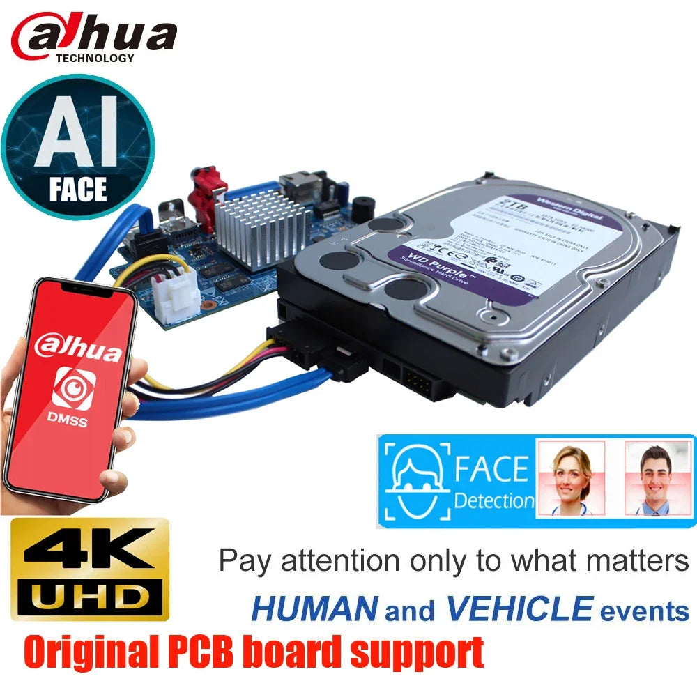 Mutil language Dahua AI NVR NVR2108HS-4KS3 NVR2116HS-4KS3  4K H.265 Network Video Recorder PCB board 