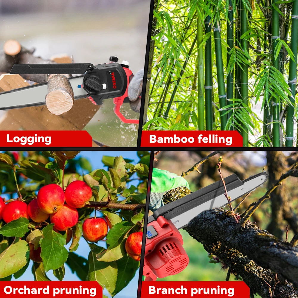 ONEVAN 8 Inch Brushless Electric Chainsaw Cordless Portable Electric Saw Woodworking Power Tool For Makita 18V Battery Pin 