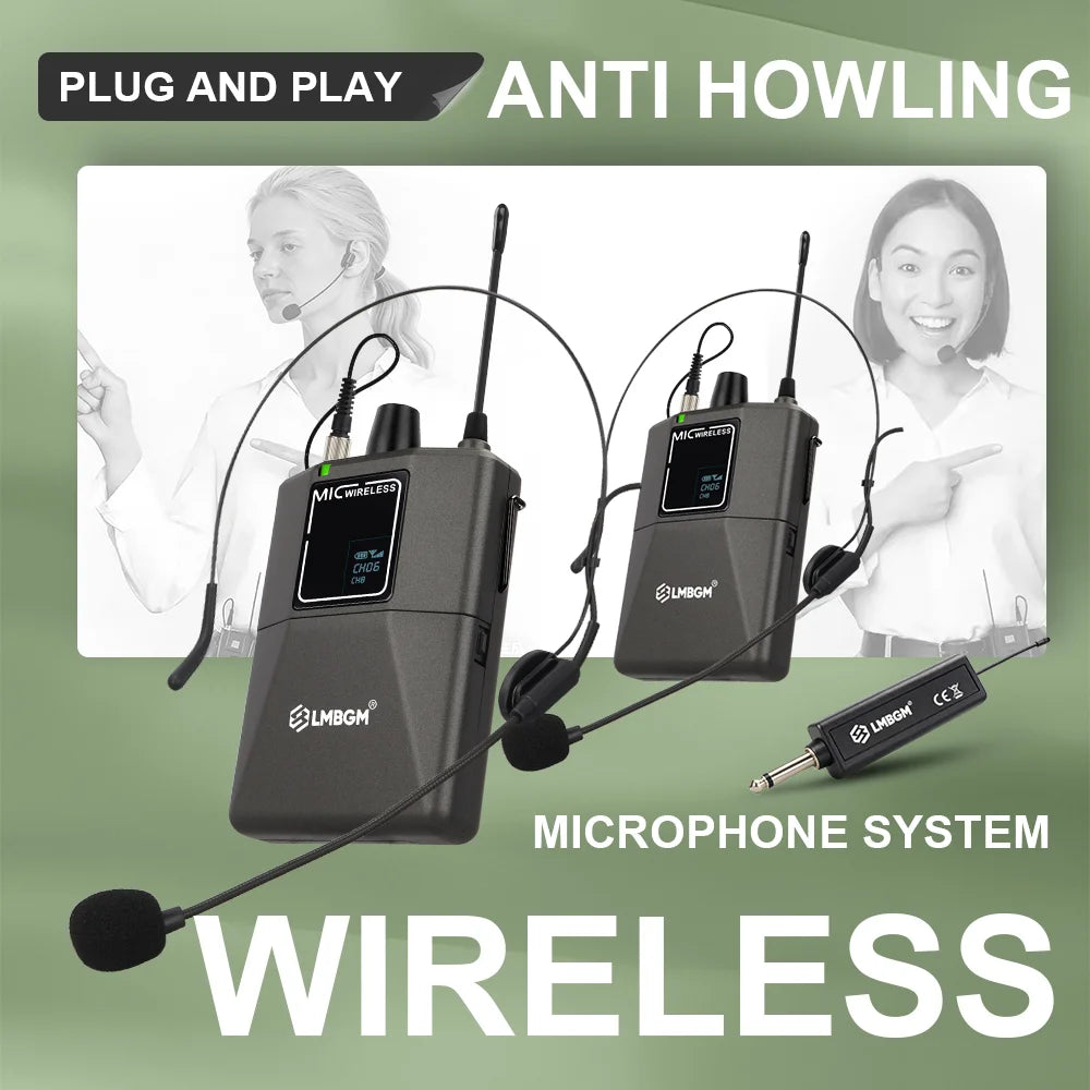 Wireless Headset Microphone Kit with USB-C Charging Receiver