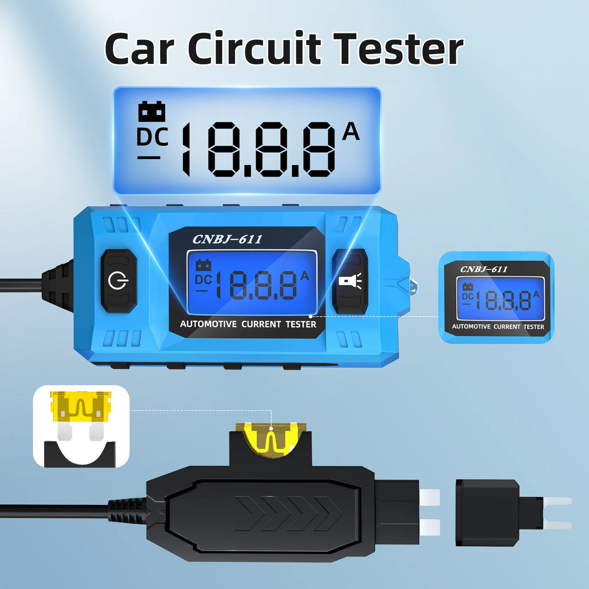 Dokazivač osigurača 12V auto uređaj za ispitivanje struje raspon 0.01~19.99A detekcija kvarova galvanometer automobilski dodaci