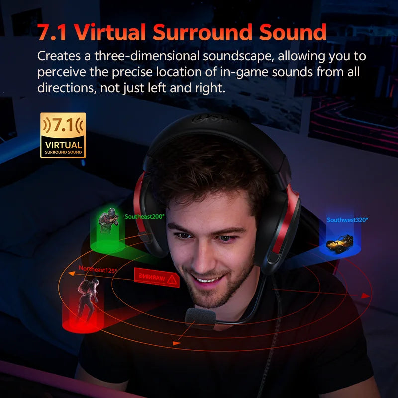 QCY VN200 Pro Bedrade Gaming Headset met 7.1 Geluid & Microfoon