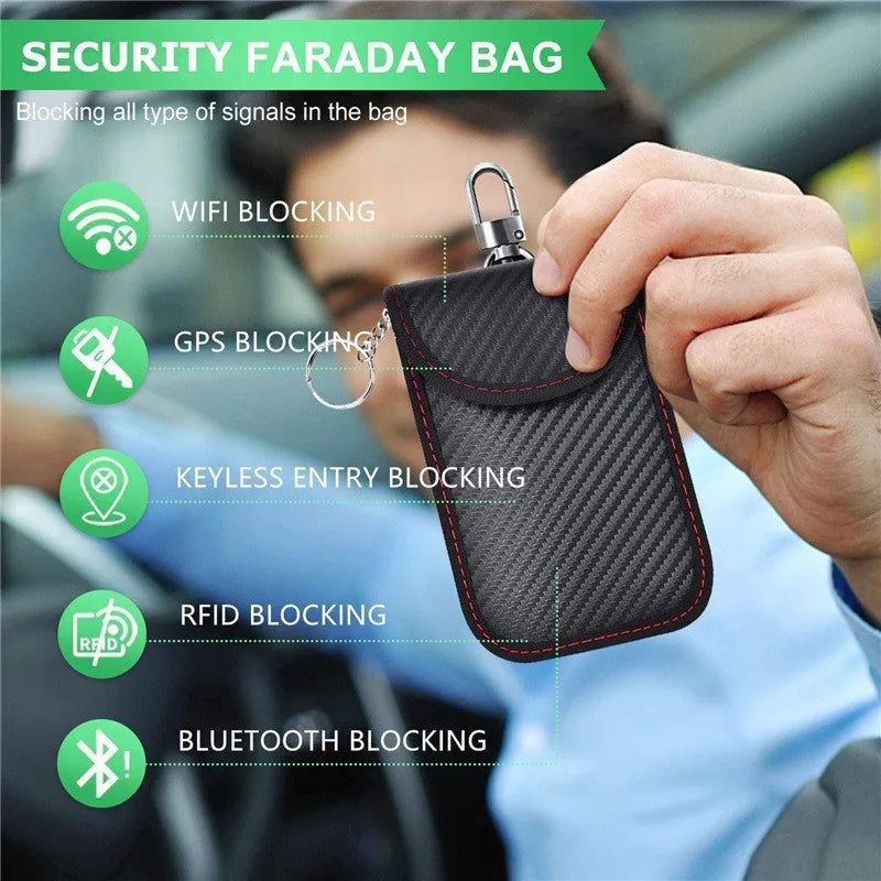 Lopás elleni Faraday-doboz táskával kulcskikkal RFID Faraday kulcskikészítő, sugárzásbiztos mobiltelefon-doboz, kulcs neme-érzékelés