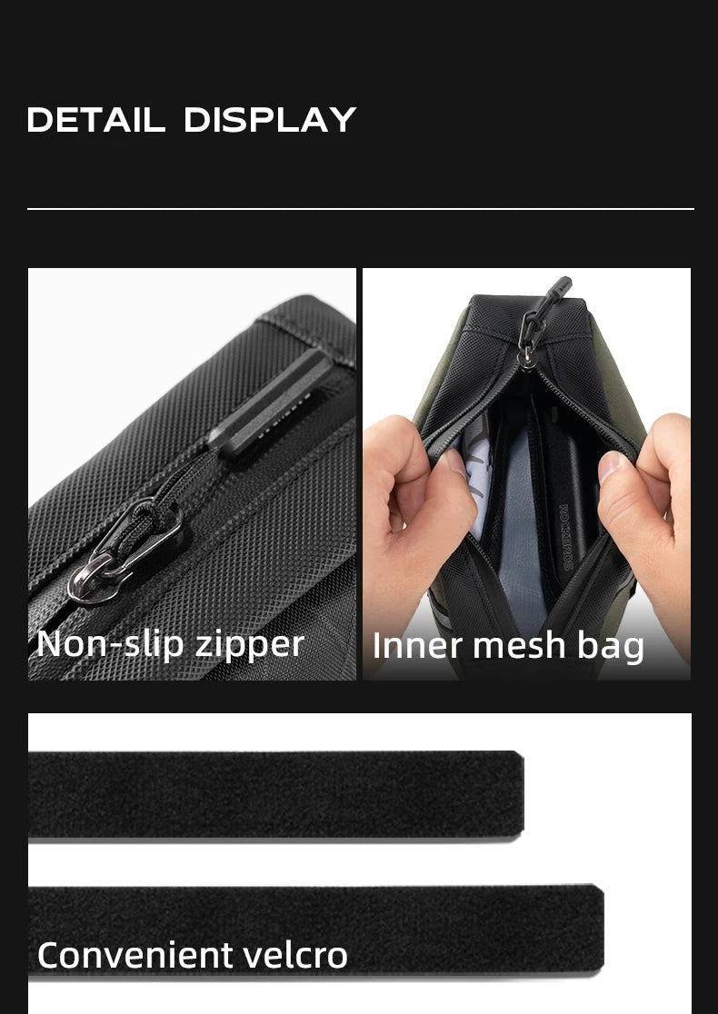 Bolsas para bicicleta ROCKBROS para bicicleta plegable Brompton, diseño alargado de 0.8L, bolsa triangular para bicicleta, bolsa para herramientas al aire libre