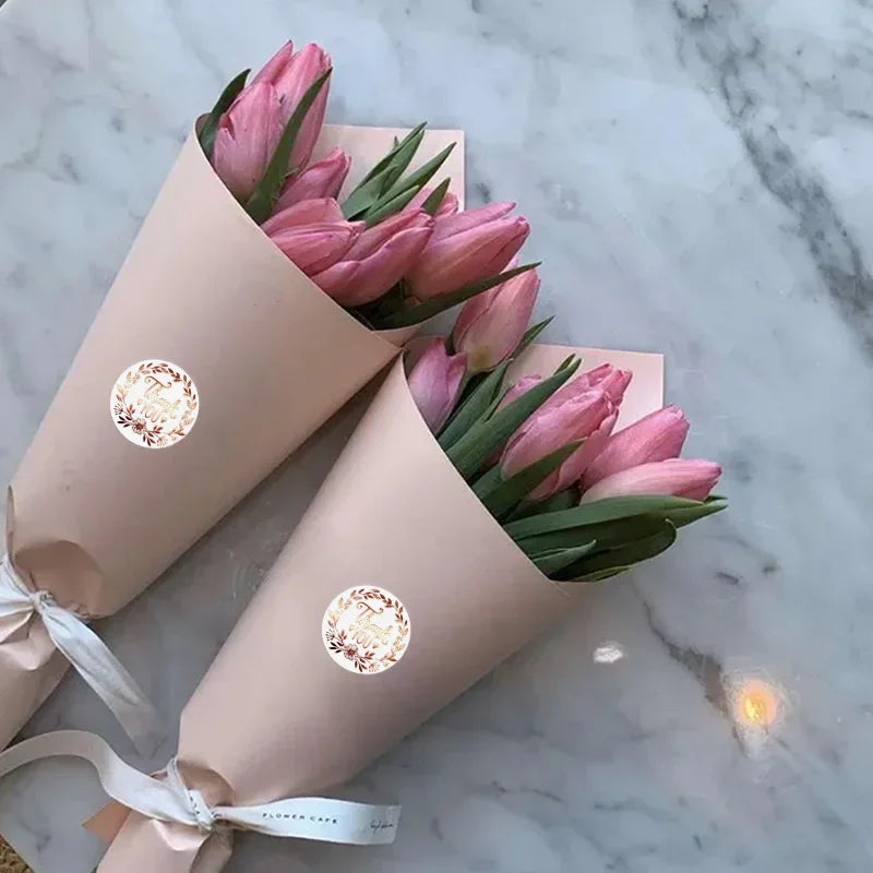 500pcs Monogrammed Floral Thank You Stickers