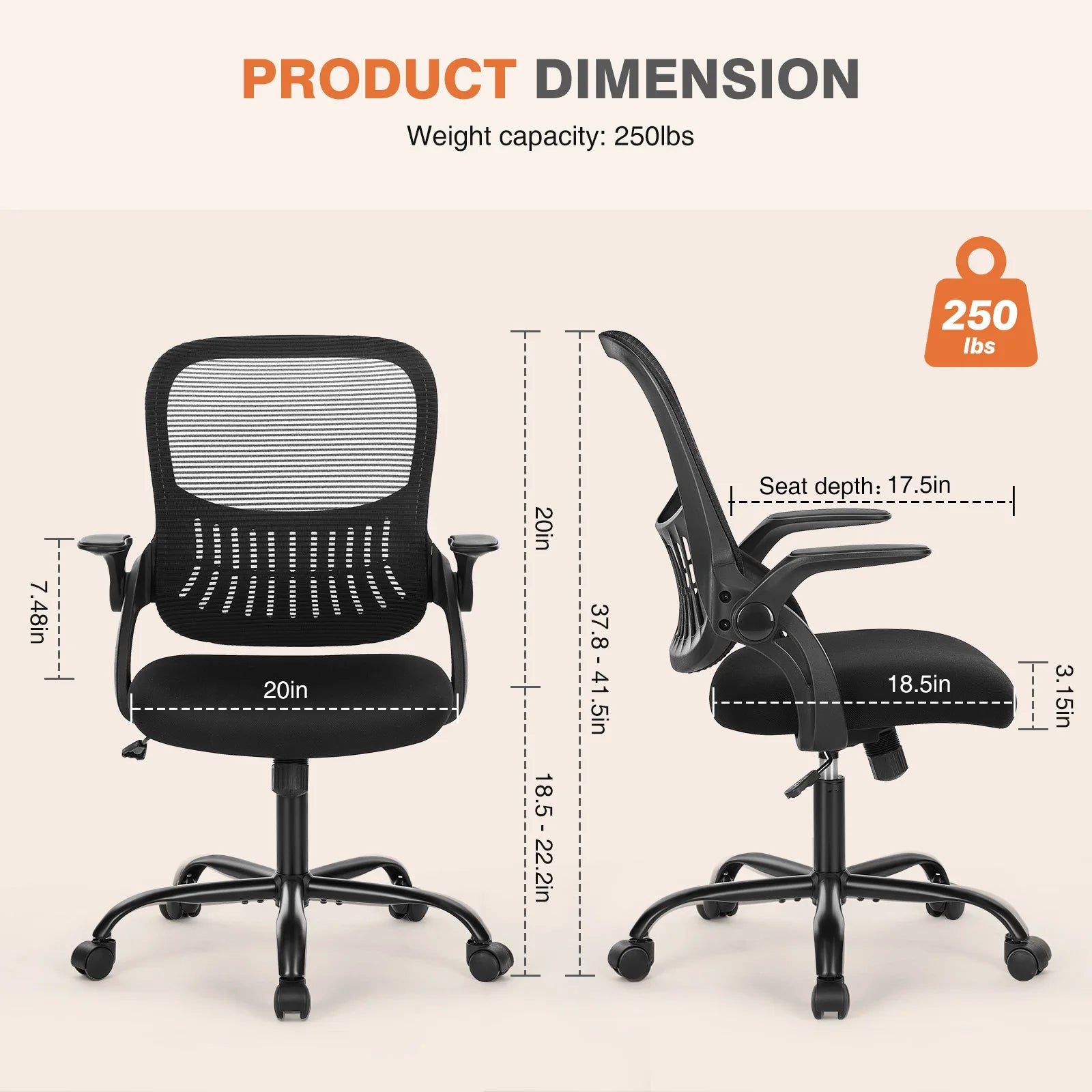 Ergonomic Mesh Office Chair with Lumbar Support & Adjustable Height
