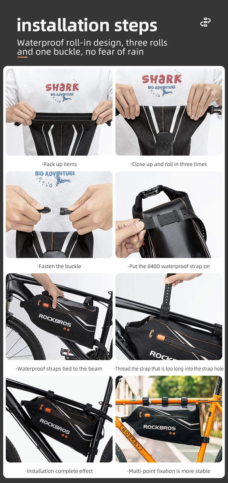 Waterproof Bicycle Frame Bag for MTB & Road Bikes Nylon Storage