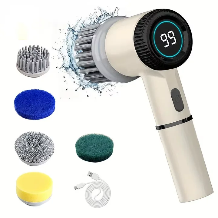 Rechargeable Spin Scrubber with 5 Brush Heads