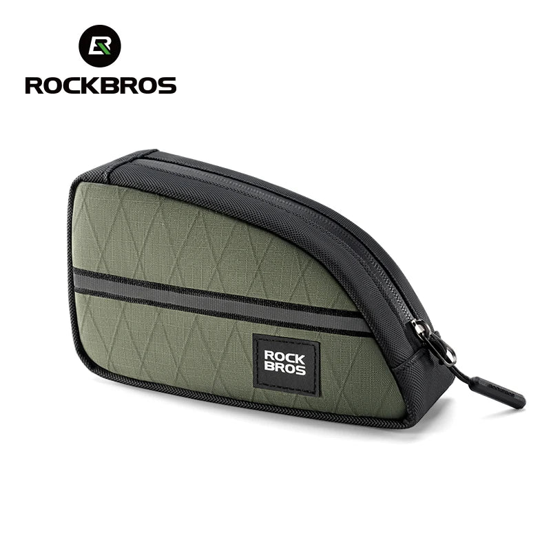 Bolsas para bicicleta ROCKBROS para bicicleta plegable Brompton, diseño alargado de 0.8L, bolsa triangular para bicicleta, bolsa para herramientas al aire libre