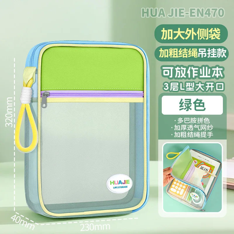 L-Shaped Open Document Bag with Subject Compartments