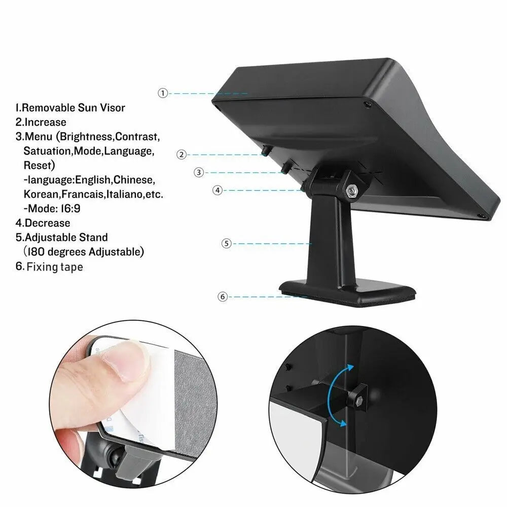 4.3Inch Rear View Camera Monitor Screen Reversing Camera for Car Parking Parking System Camera for Vehicle DashCam Backup Camera