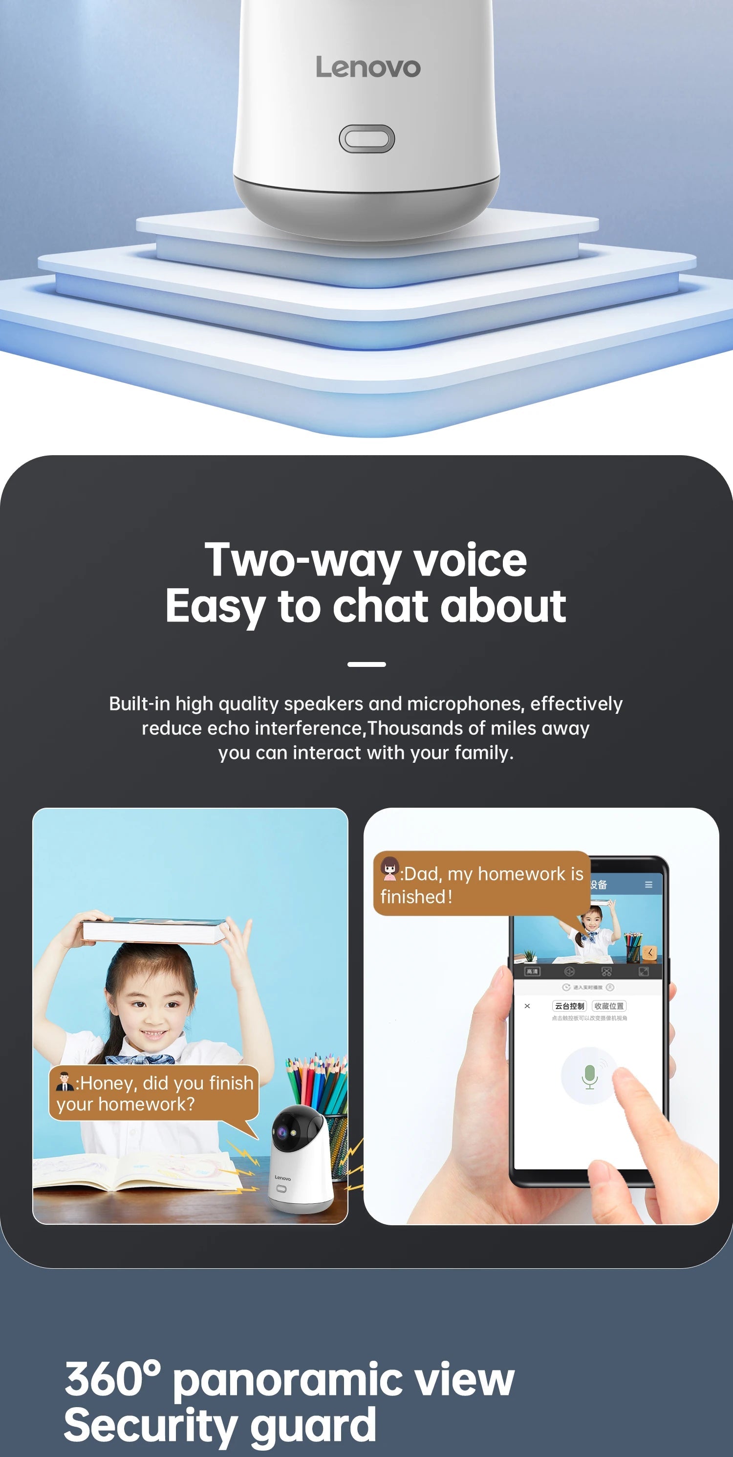 Lenovo 5MP WiFi Camera Smart Home Indoor IP Camera Full Color Night Auto Tracking Security CCTV Surveillance Baby Monitor 